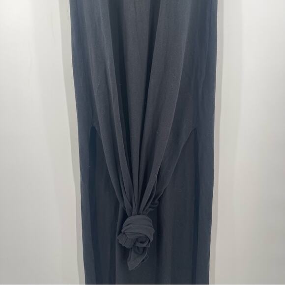 WILDFOX Small Dress Maxi Black Embroidered Logo High Side Slits Cotton Long - Picture 10 of 16